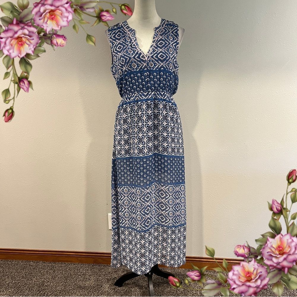 Octavia Blue floral‎ sleeveless midi Dress size small